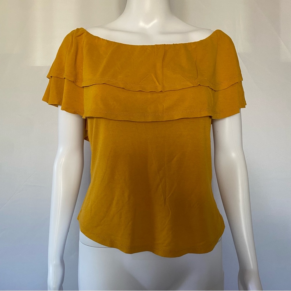 Sweet Wanderer Yellow Ruffled Off-Shoulder Blouse Women's size Large